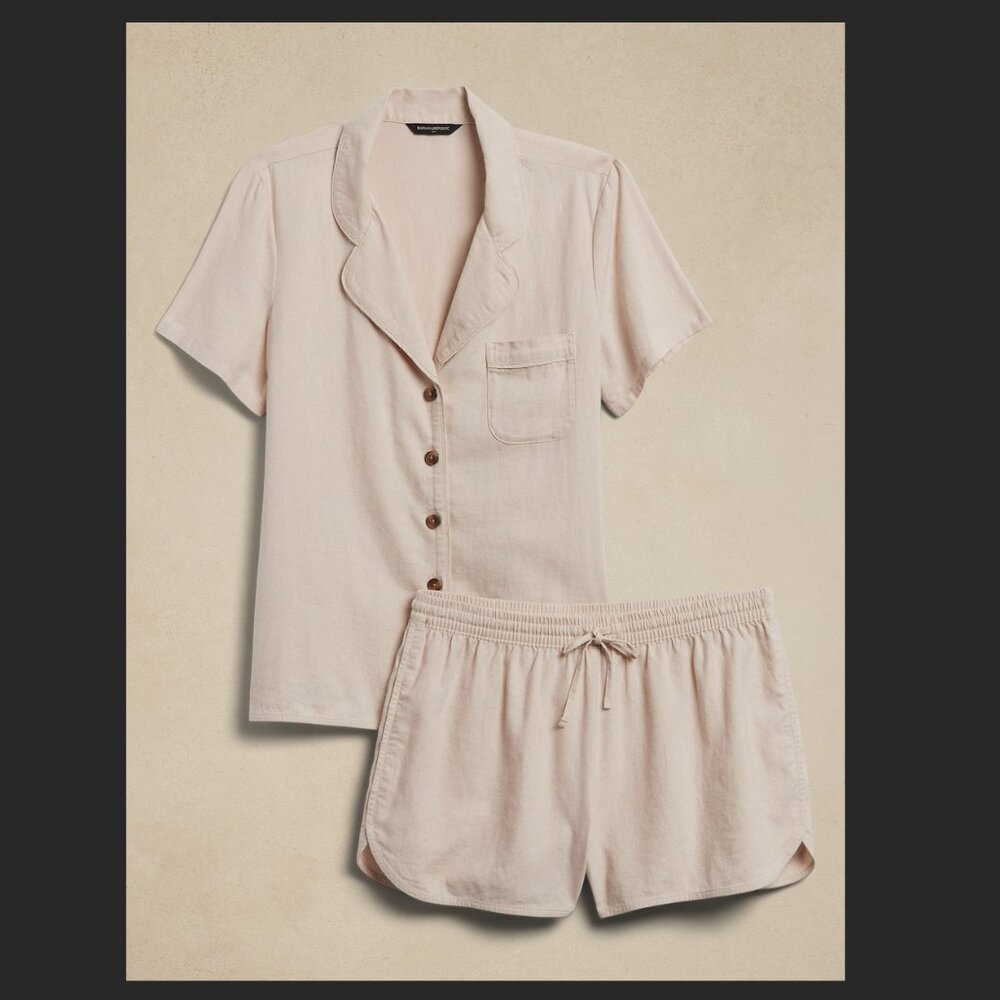Banana Republic Linen-blend PJ Short Set NWT